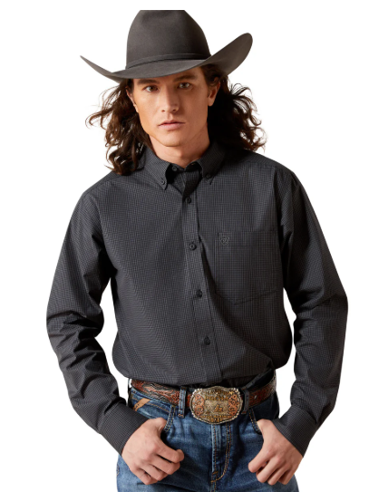 10065849 Ariat Men's Pro Series Thorn Fitted LS Shirt Black