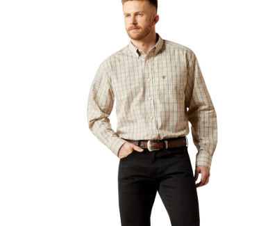 10065781 Ariat Men's Wrinkle Free Alam LS Shirt Cream