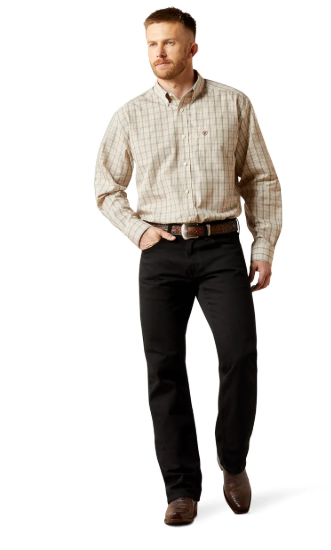 10065781 Ariat Men's Wrinkle Free Alam LS Shirt Cream