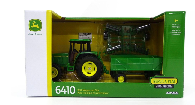 TBE15489 John Deere Tractor With Barge Wagon & Disk