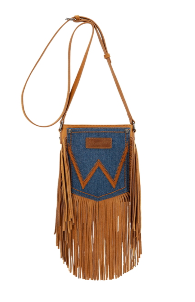 X6S4931BAG Wrangler Denim Pocket Fringe Bag Tan