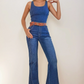 4423RIA  Denim Wide leg Jumpsuit