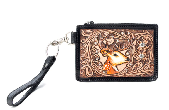 S-14536 Hand Hewn Western Card Holder Brown