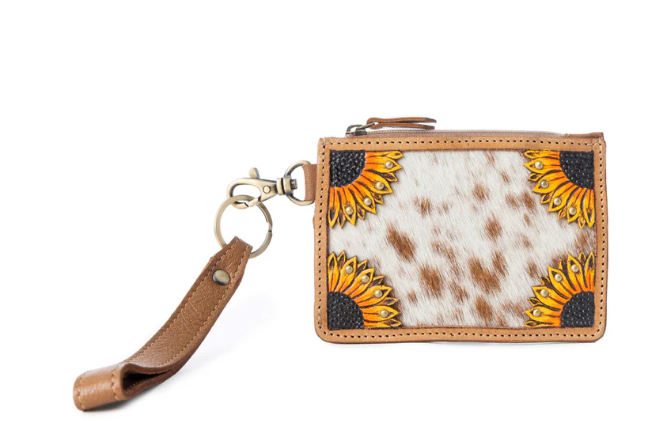 S-14537 Hand Hewn Western Card Holder Brown & White