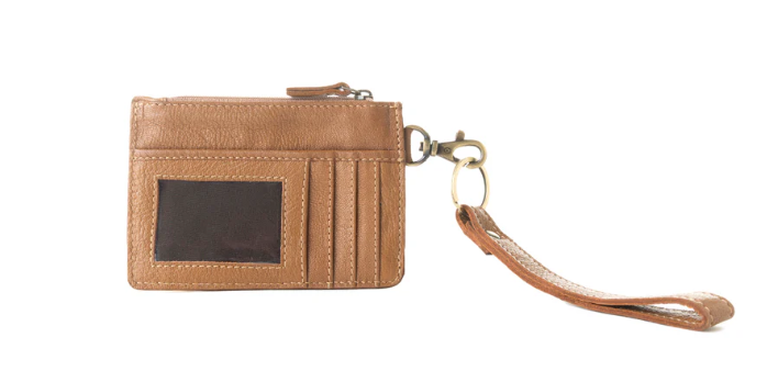 S-14539 Hand Hewn Western Card Holder Khaki With Hide