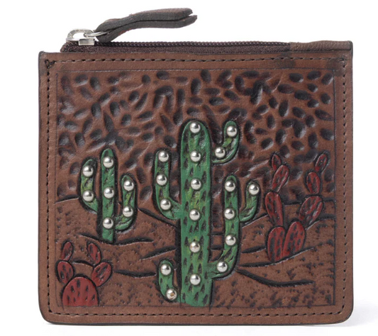 S-13923 Briar Creek Handtooled Leather Credit Card Holder in Sage Tan