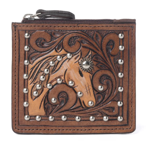 S-13926 Briar Creek Handtooled Leather Credit Card Holder in Toasted Honey