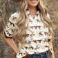 TO1227-WSTBR Saddle Horse Printed Collared Shirt