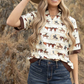 TO1227-WSTBR Saddle Horse Printed Collared Shirt
