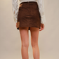 37790S Faux Suede Women's Mini Skirt Dark Brown