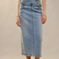 52156S Denim Women's Stretch Pencil Maxi Skirt Light Wash