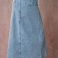 9199S Wave Women's Cutout Denim Midi Skirt Light Wash