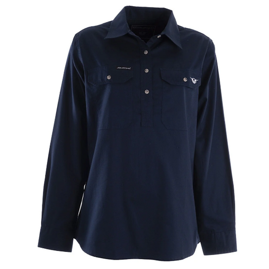BCP2101120Bullzye Women’s Lightweight Half Placket Shirt Navy