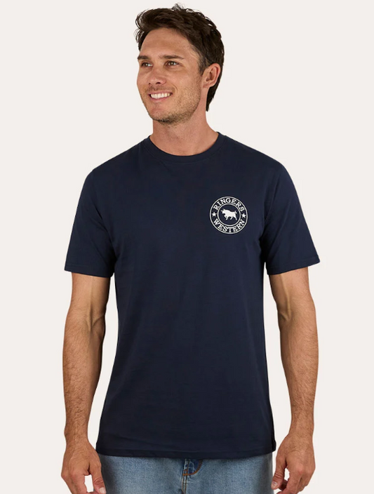 120004RW-NV/WHT Ringers Western Men's Signature Bull Tee Navy & White
