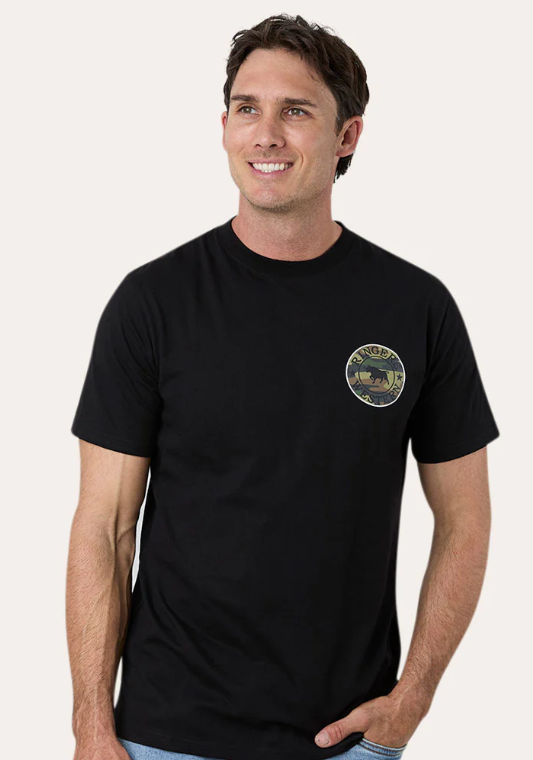 120004RW-BLK/CAMO Ringers Western Men's Signature Bull Tee Black & Camo
