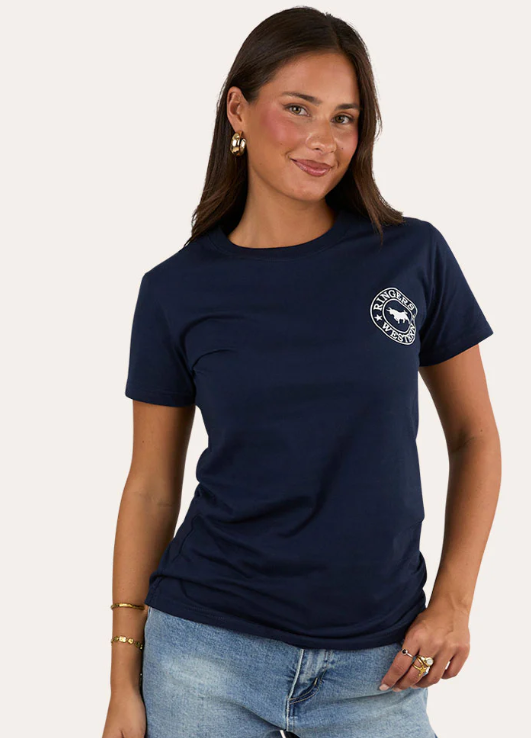 225092RW-NVY/WHT Ringers Western Women's Classic Tee Navy & White
