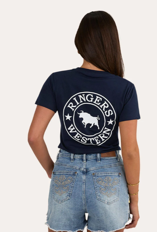 225092RW-NVY/WHT Ringers Western Women's Classic Tee Navy & White