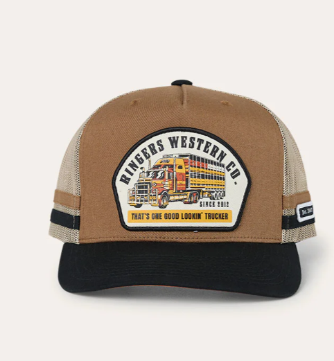 425048RW-CL/BK Ringers Western Workhorse Deep Fit Trucker Cap Clay & Black