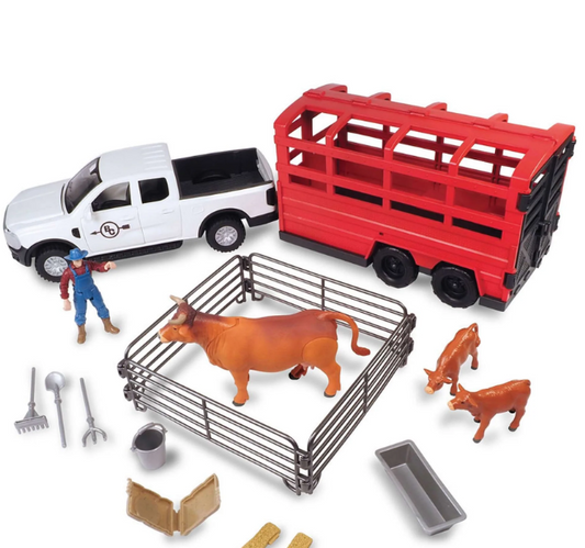 517BC Big Country Toys 18 Piece Truck & Cattle Trailer Playset