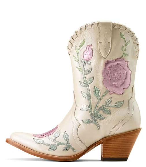 10074349 Ariat Women's Arrosa J Toe Western Boots - Ivory Pearl/Garden Shine