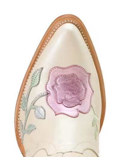 10074349 Ariat Women's Arrosa J Toe Western Boots - Ivory Pearl/Garden Shine
