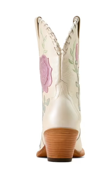 10074349 Ariat Women's Arrosa J Toe Western Boots - Ivory Pearl/Garden Shine