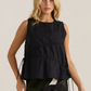 20251TWSS Elin Gathered Tie Top - Black