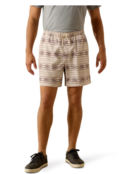 10071177 Ariat Men's "The Weekender" Island Fossil Southwest Stripe 6" Shorts