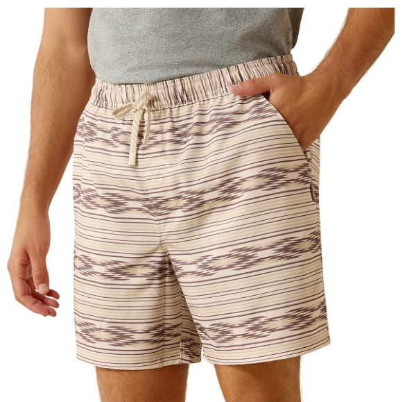 10071177 Ariat Men's "The Weekender" Island Fossil Southwest Stripe 6" Shorts