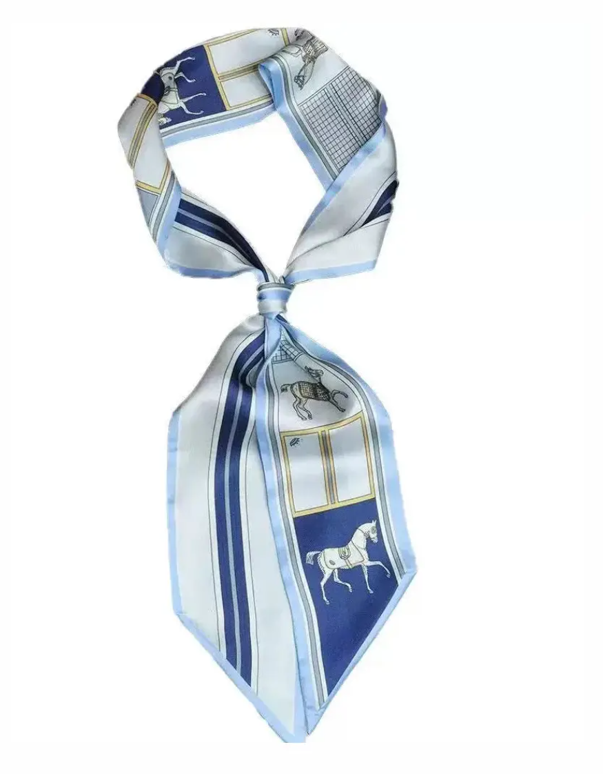 NSHABL  Satin neck scarf - Horsing around Blue