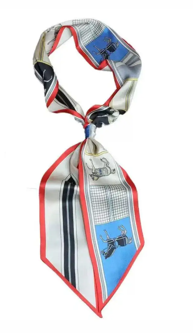 NSHAR  Satin neck scarf - Horsing around Red