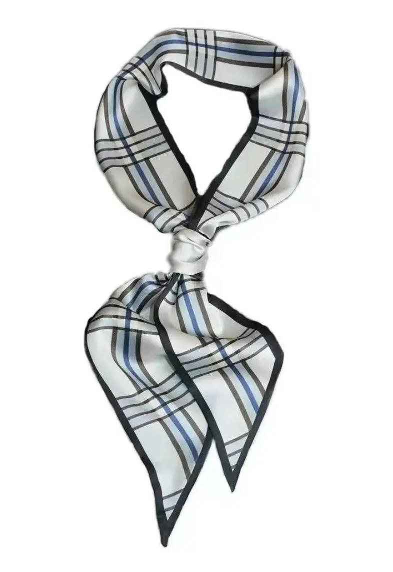 NSCHB  Satin neck scarf - Check Blue