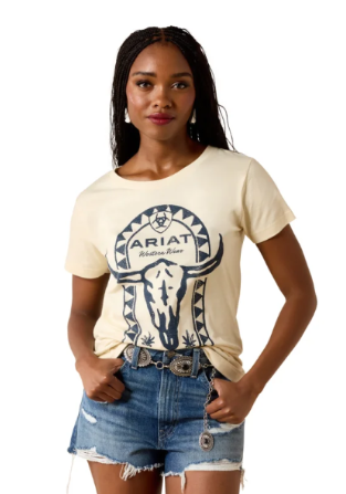 10076380Ariat Women's T-Shirt 'Steer Bomb' Cream
