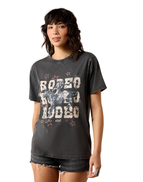 10071179 Ariat Women's Star Spangled Rodeo SS Tee Charcoal