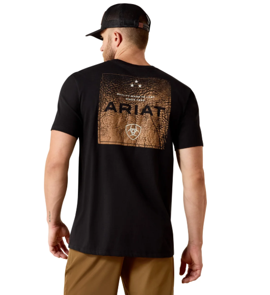 10071159 Ariat Men's Boot Leather Patch SS Tee Black