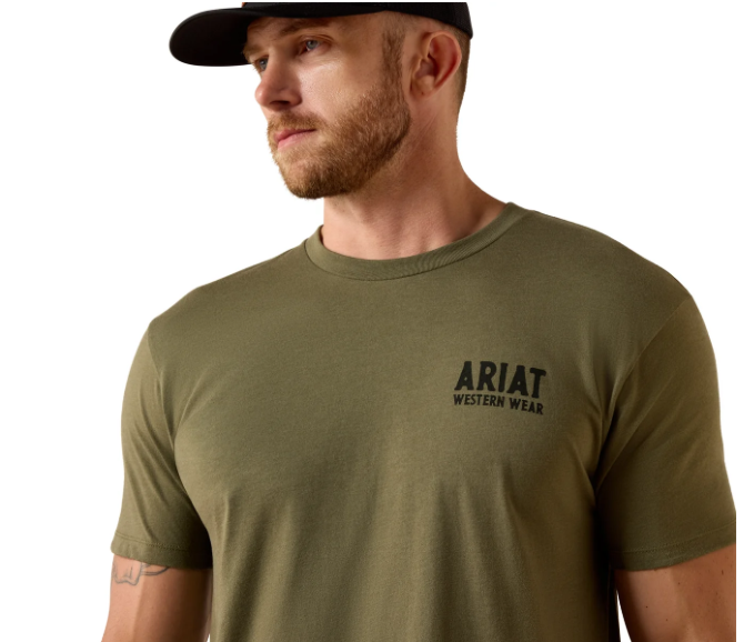 10073962 Ariat Men's Outline Shop SS Tee Military Heather