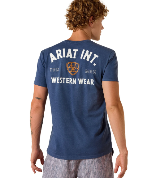 10073961 Ariat Men's Outline Shop SS Tee Navy Heather