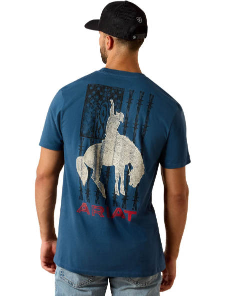 10071192 Ariat Men's Flag Bronco SS Tee Key Largo