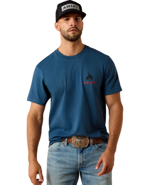 10071192 Ariat Men's Flag Bronco SS Tee Key Largo
