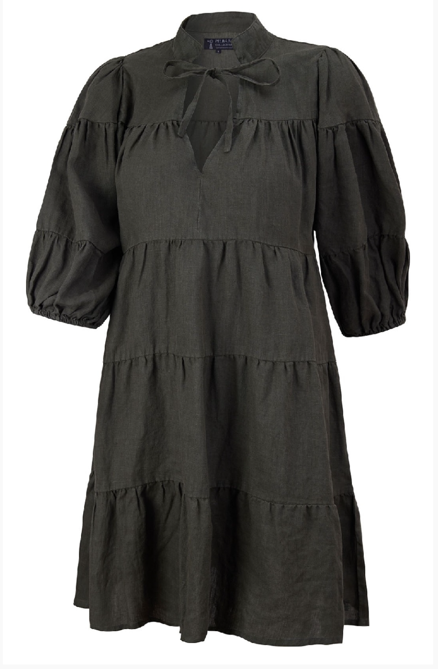 RMPC178 Pilbara Monica Linen 3/4 Sleeve Dress  Charcoal