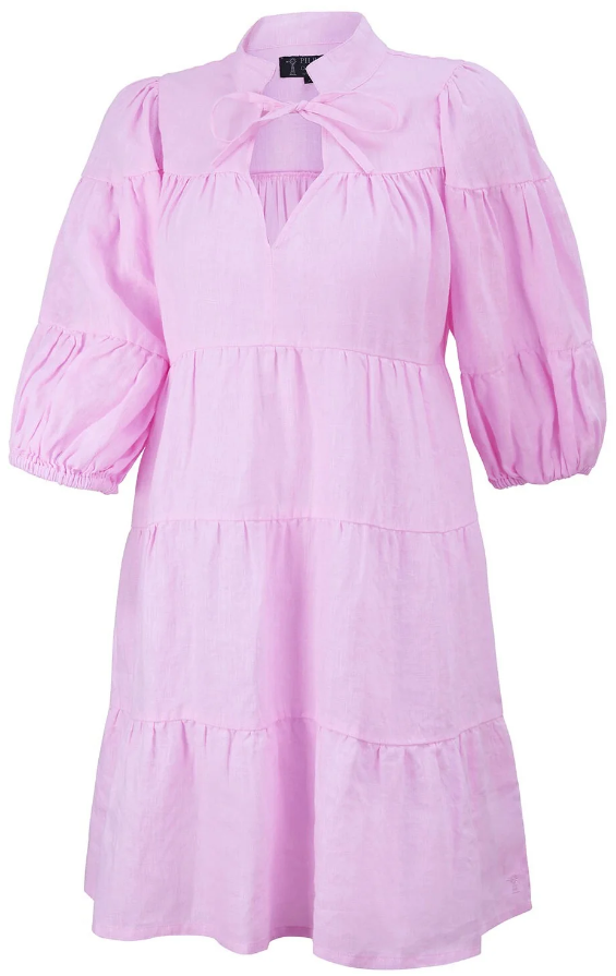 RMPC178 Pilbara Monica Linen 3/4 Sleeve Dress  Pink