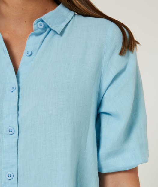 RMPC178 Pilbara Monica Linen 3/4 Sleeve Dress  Airy Blue