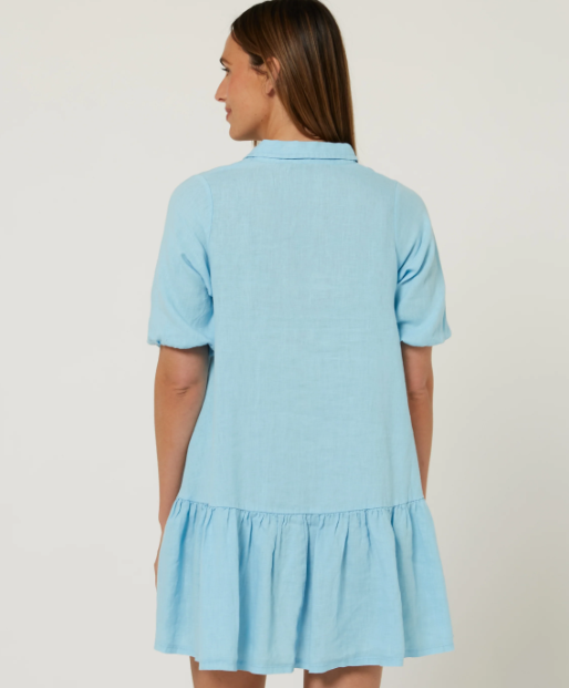 RMPC178 Pilbara Monica Linen 3/4 Sleeve Dress  Airy Blue