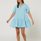 RMPC178 Pilbara Monica Linen 3/4 Sleeve Dress  Airy Blue