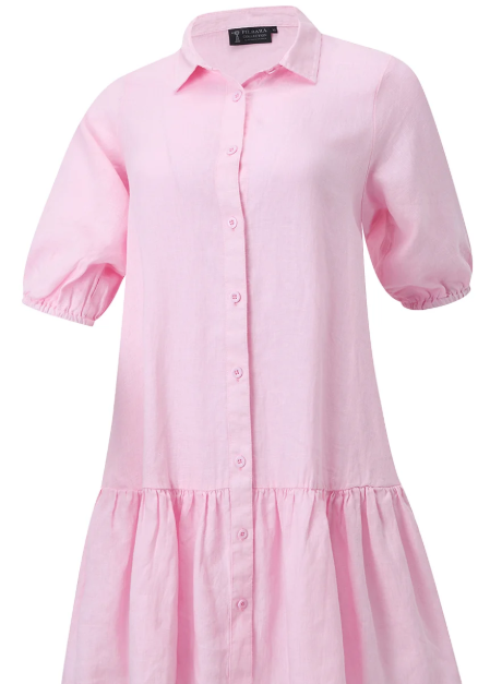 RMPC178 Pilbara Monica Linen 3/4 Sleeve Dress  Pink