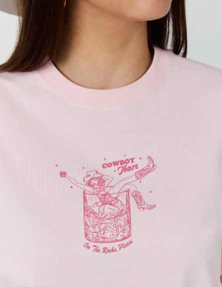 225126RW Ringers Western Women's Cowboy Tears T-Shirt Barley Pink