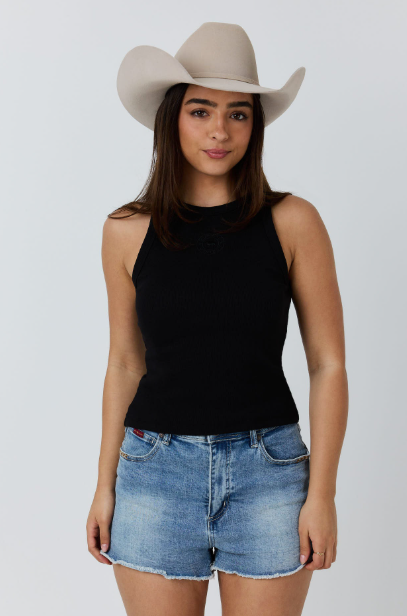 225229RW Ringers Western Women's Essential Classic Rib Tank Black