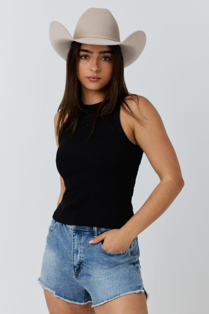 225229RW Ringers Western Women's Essential Classic Rib Tank Black