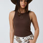 225229RW Ringers Western Women's Essential Classic Rib Tank Chocolate