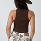 225229RW Ringers Western Women's Essential Classic Rib Tank Chocolate